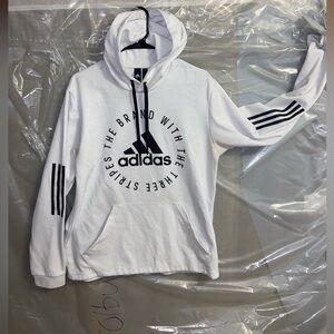 Adidas White Hoodie with Black Graphics